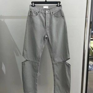NWOT$255 STILL HERE Cowgirl cutout high-rise straight-leg jeans DUST